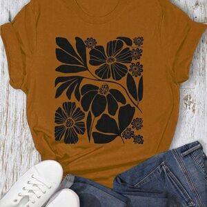 Orange Floral Graphic T-Shirt